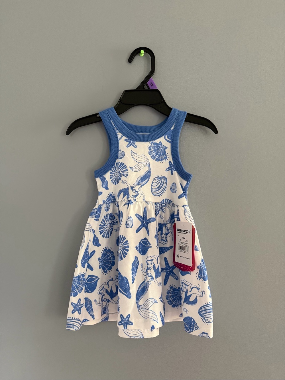Disney White Sundress with Blue Mermaid & Seashell Print